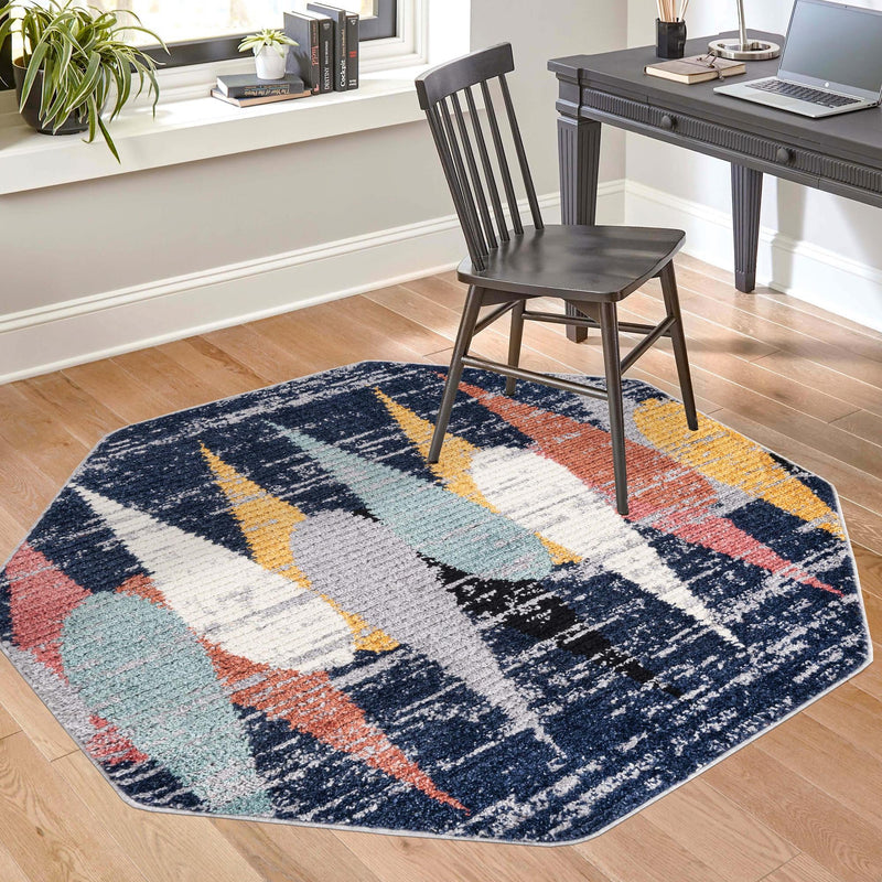 Marrakech Mosaic Collection Area Rug -  Essaouira Octagon Blue  lifestyle 110