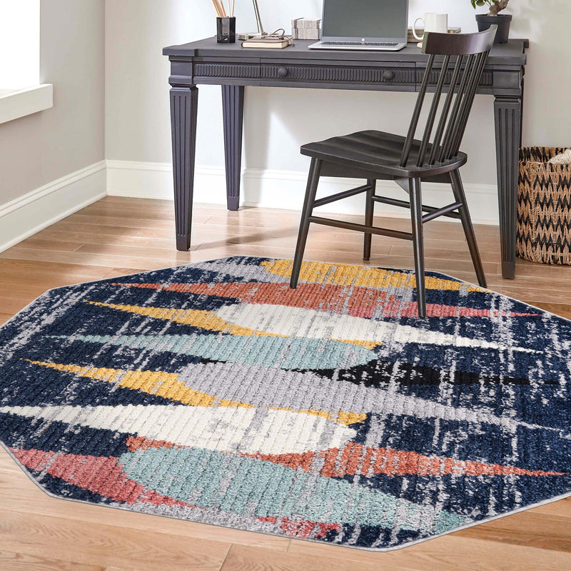 Marrakech Mosaic Collection Area Rug -  Essaouira Octagon Blue  lifestyle 114