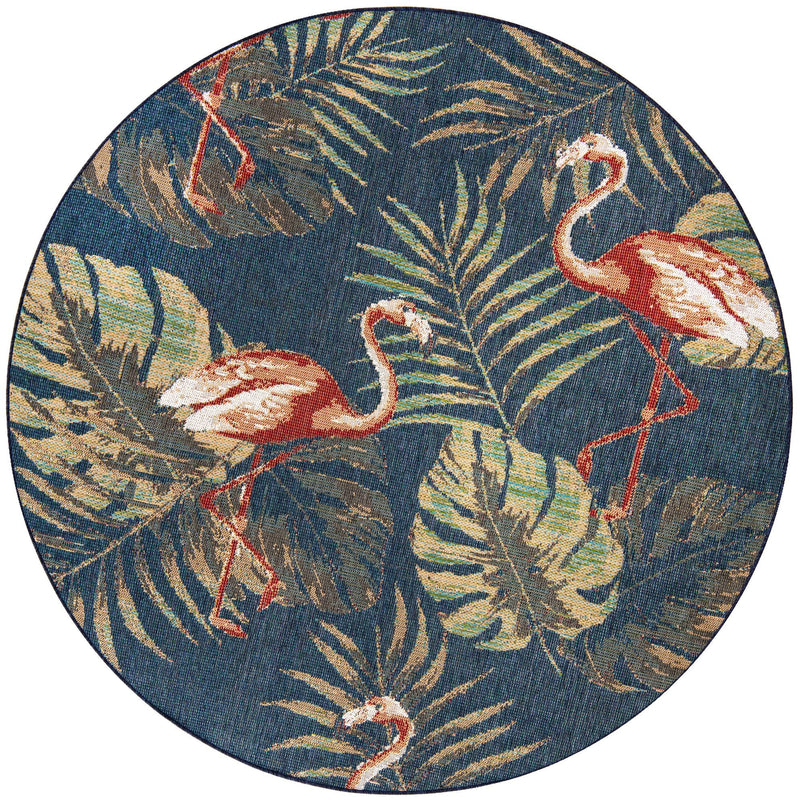 Coastal Terrace Collection Area Rug - Seabreeze Round Navy Blue  lifestyle 49