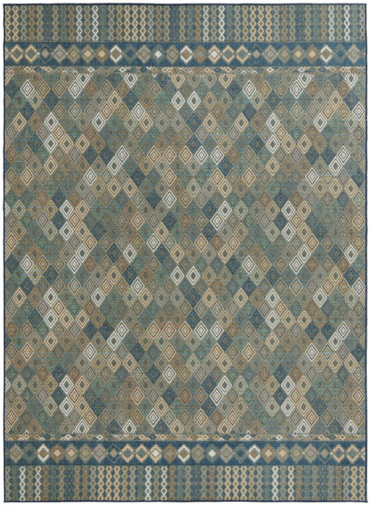 Coastal Terrace Collection Area Rug -  Pelican Rectangle Navy Blue Main