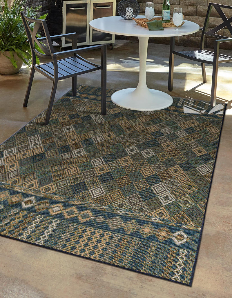 Coastal Terrace Collection Area Rug -  Pelican Rectangle Navy Blue  lifestyle 2