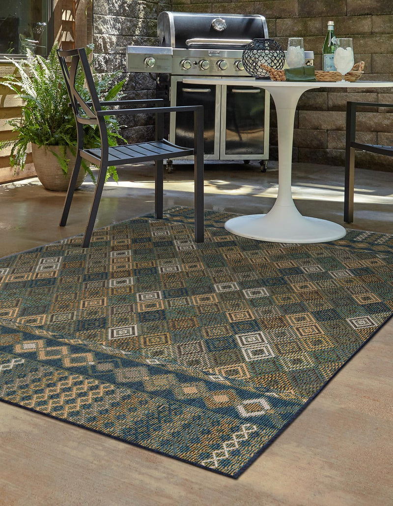 Coastal Terrace Collection Area Rug -  Pelican Rectangle Navy Blue  lifestyle 3