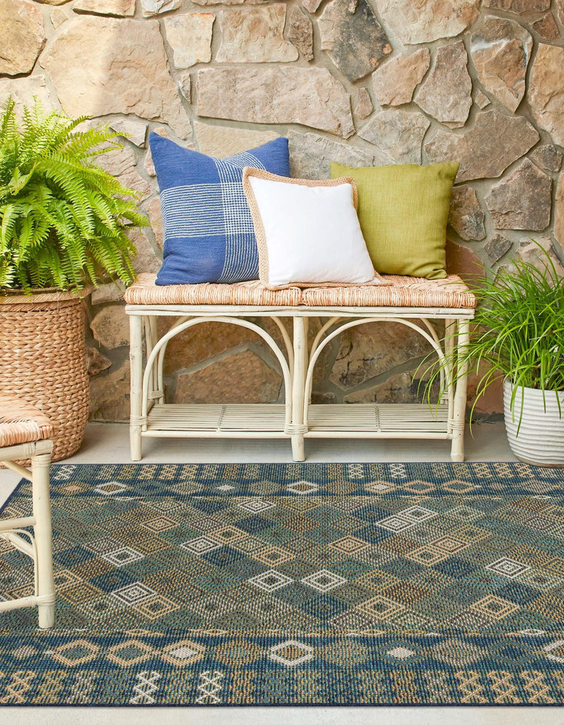 Coastal Terrace Collection Area Rug -  Pelican Square Navy Blue  lifestyle 22