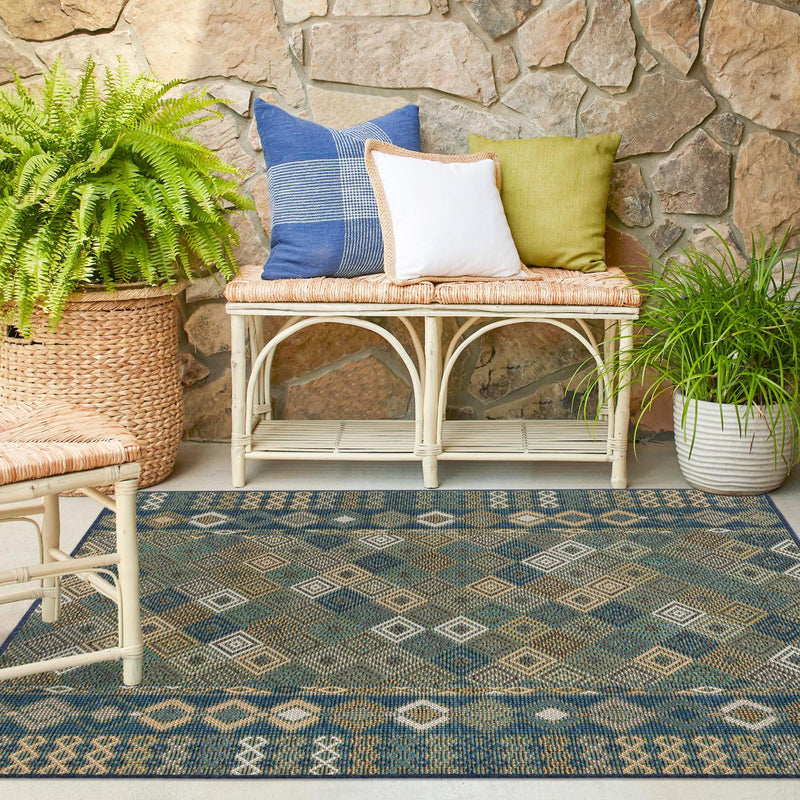 Coastal Terrace Collection Area Rug -  Pelican Square Navy Blue  lifestyle 70