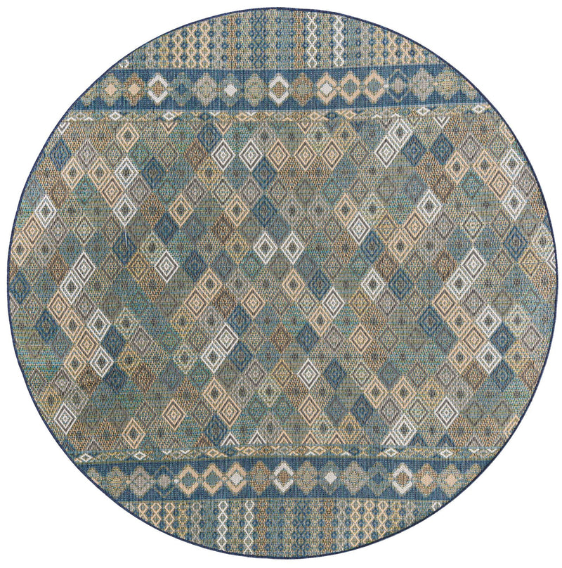 Coastal Terrace Collection Area Rug -  Pelican Round Navy Blue  lifestyle 15