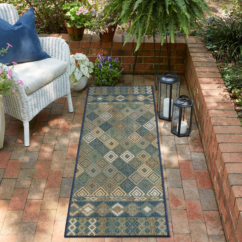 Coastal Terrace Collection Area Rug -  Pelican Runner Navy Blue  lifestyle 68