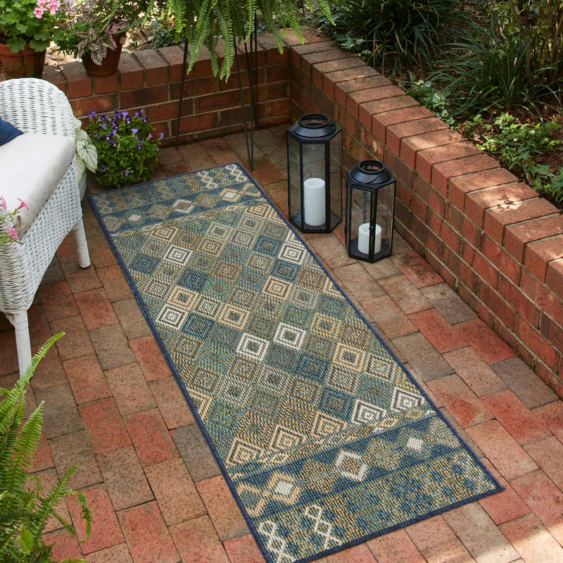 Coastal Terrace Collection Area Rug -  Pelican Runner Navy Blue  lifestyle 72