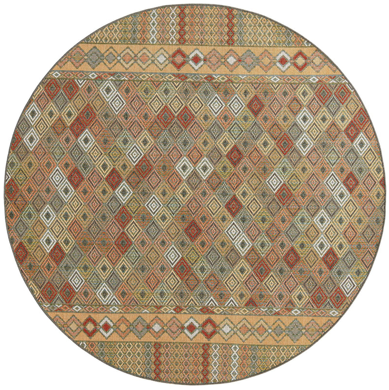 Coastal Terrace Collection Area Rug -  Pelican Round Multi  lifestyle 36