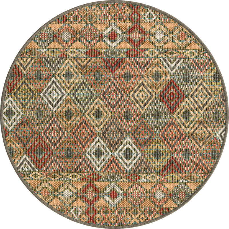 Coastal Terrace Collection Area Rug -  Pelican Round Multi  lifestyle 17