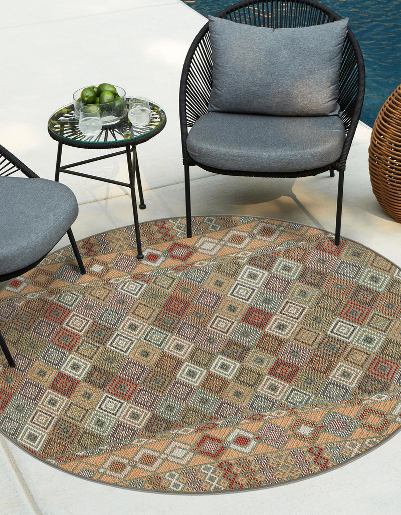 Coastal Terrace Collection Area Rug -  Pelican Round Multi  lifestyle 21