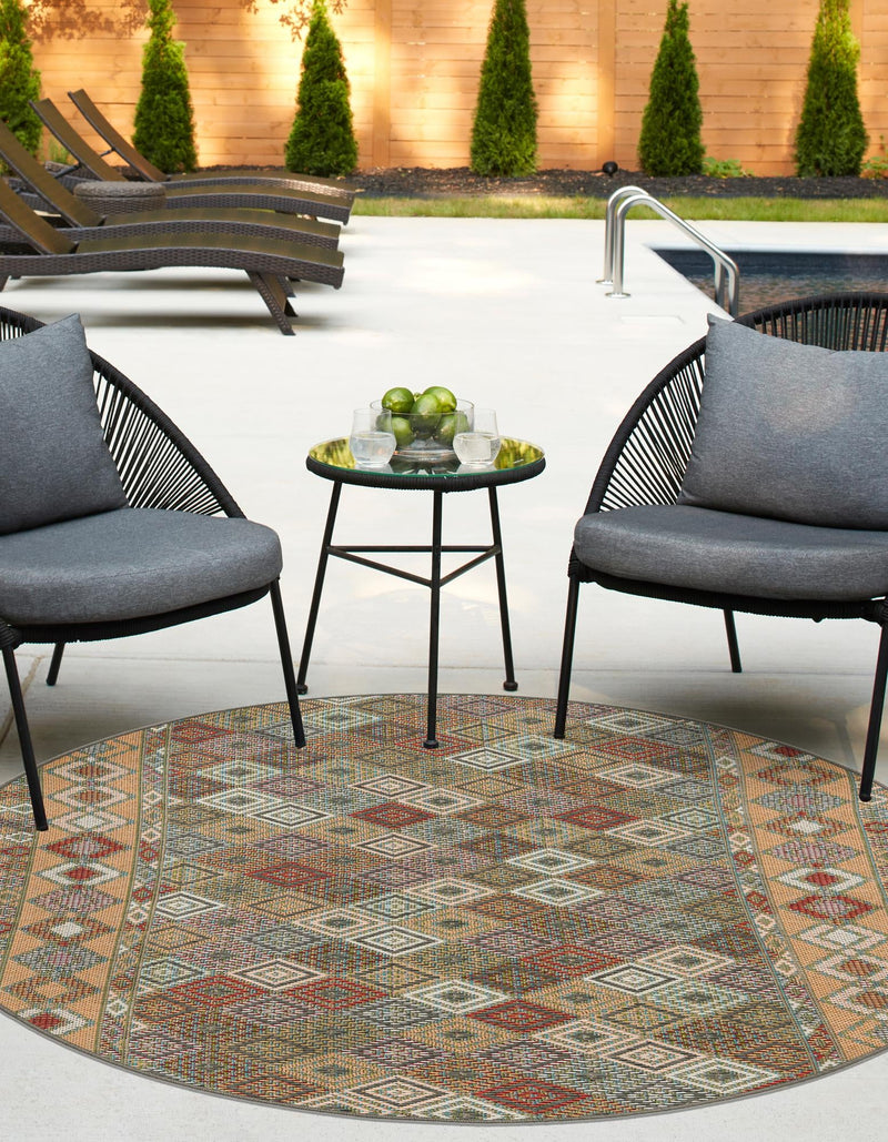 Coastal Terrace Collection Area Rug -  Pelican Round Multi  lifestyle 25