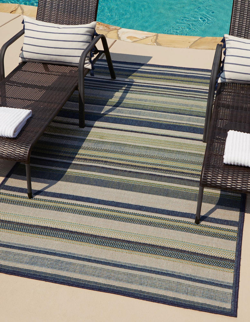 Coastal Terrace Collection Area Rug -  Nautical Rectangle Blue  lifestyle 5