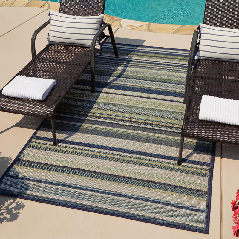 Coastal Terrace Collection Area Rug -  Nautical Rectangle Blue  lifestyle 41