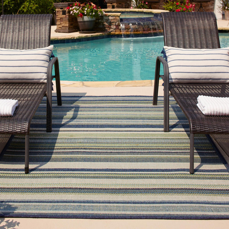 Coastal Terrace Collection Area Rug -  Nautical Rectangle Blue  lifestyle 42