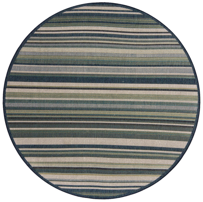 Coastal Terrace Collection Area Rug -  Nautical Round Blue  lifestyle 74