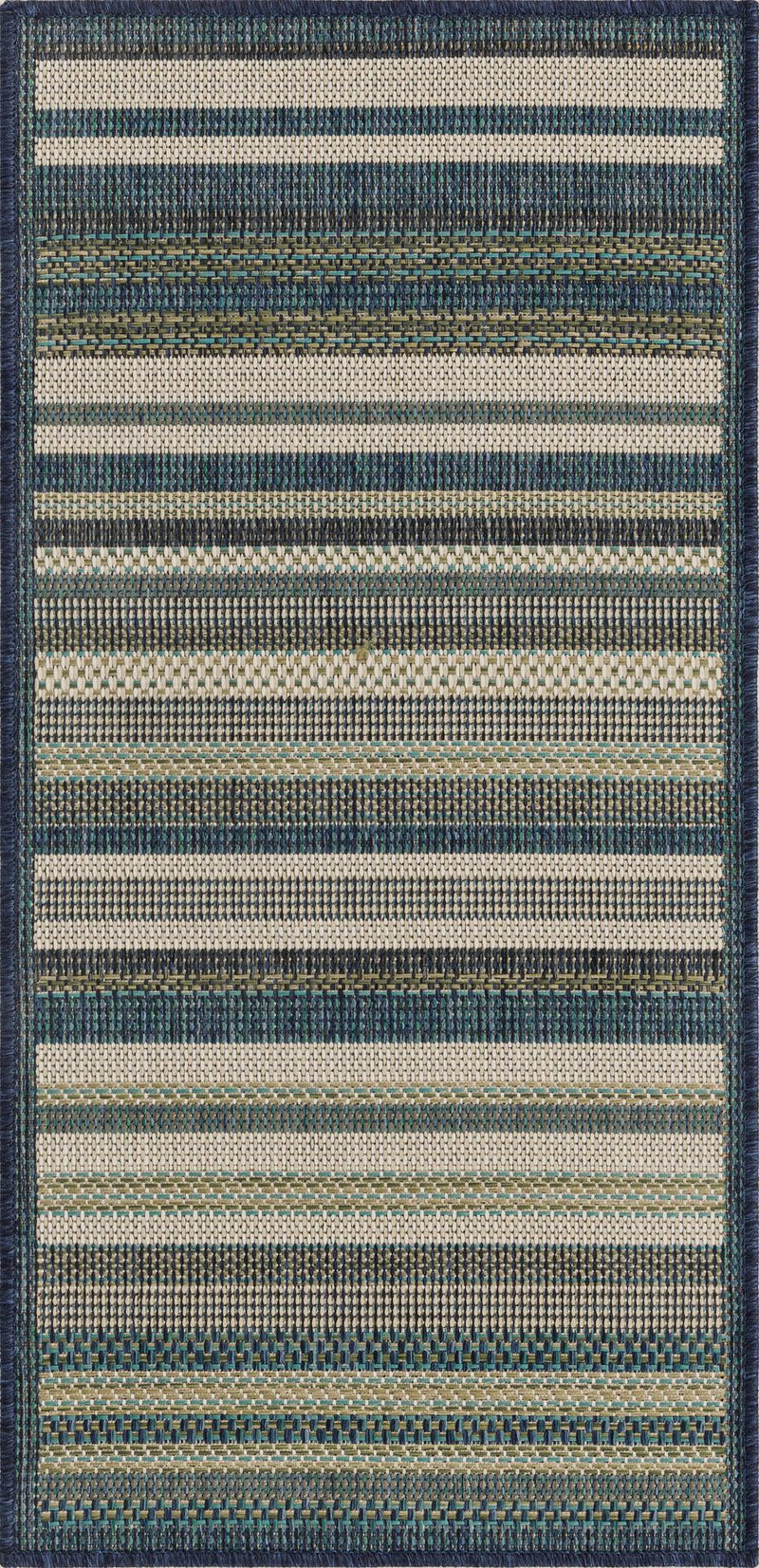 Coastal Terrace Collection Area Rug -  Nautical Runner Blue  lifestyle 75