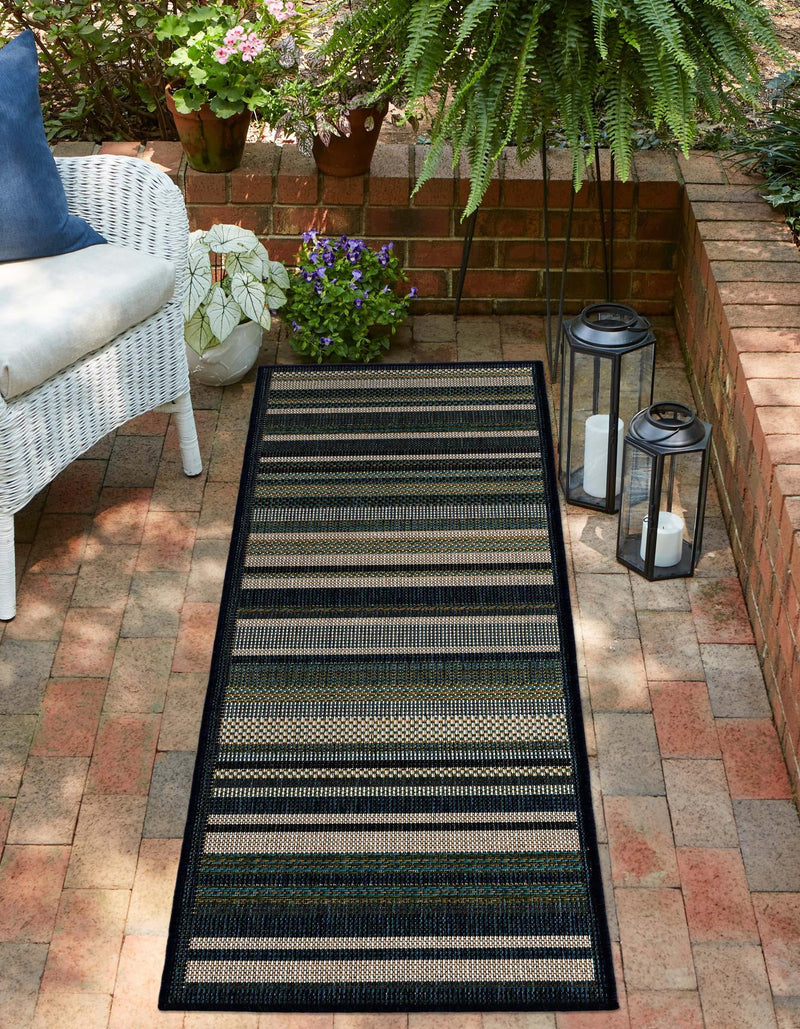 Coastal Terrace Collection Area Rug -  Nautical Runner Blue  lifestyle 54