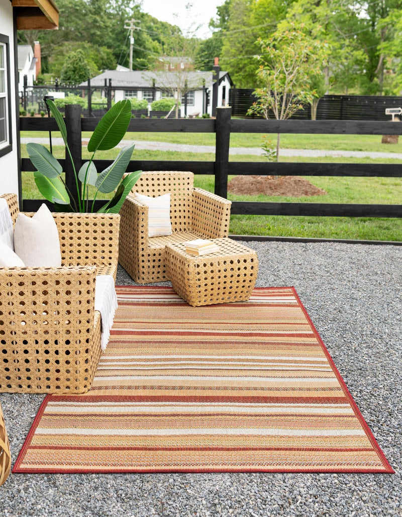 Coastal Terrace Collection Area Rug -  Nautical Rectangle Burgundy  lifestyle 10