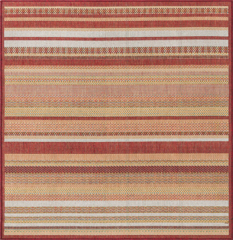 Coastal Terrace Collection Area Rug -  Nautical Square Burgundy  lifestyle 44