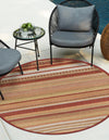 Coastal Terrace Collection Area Rug -  Nautical Round Burgundy  lifestyle 49