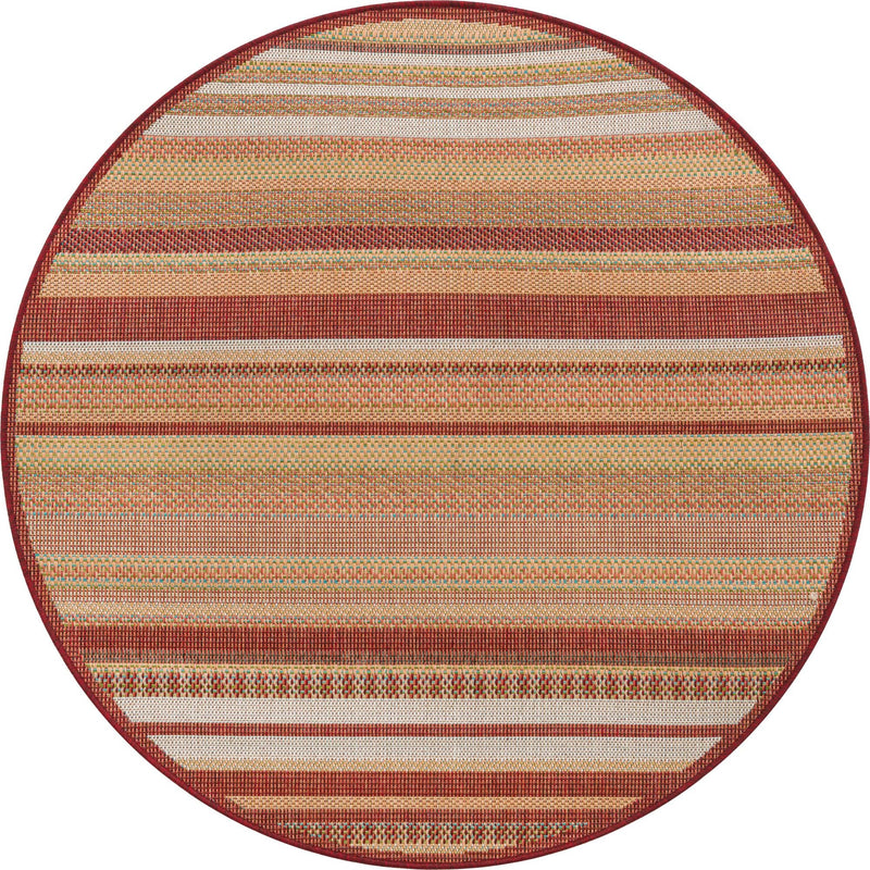 Coastal Terrace Collection Area Rug -  Nautical Round Burgundy  lifestyle 45