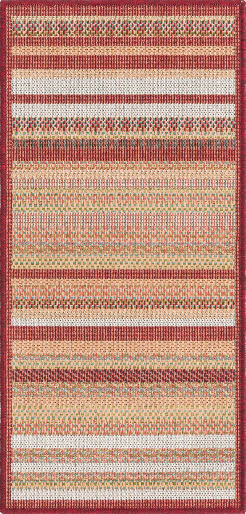 Coastal Terrace Collection Area Rug -  Nautical Runner Burgundy  lifestyle 46