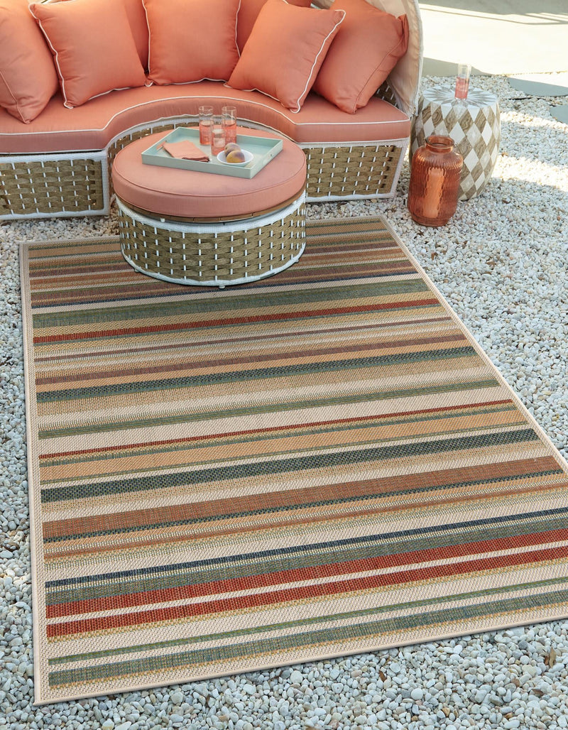 Coastal Terrace Collection Area Rug -  Nautical Rectangle Multi  lifestyle 4