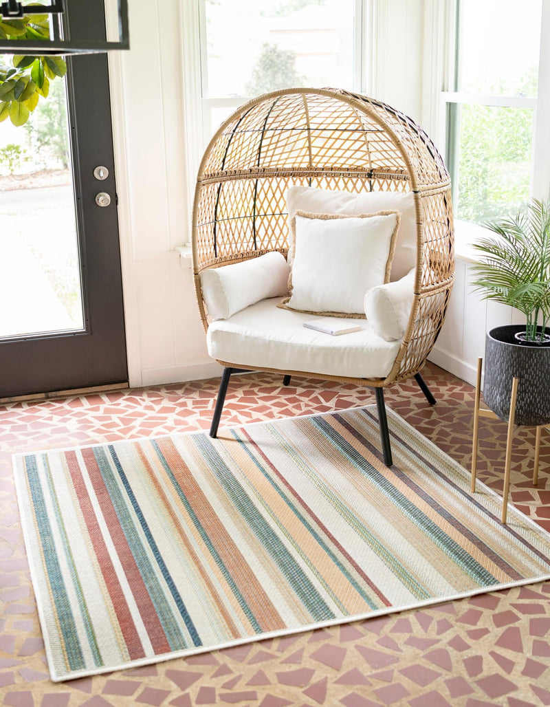 Coastal Terrace Collection Area Rug -  Nautical Square Multi  lifestyle 47