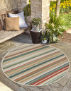 Coastal Terrace Collection Area Rug -  Nautical Round Multi  lifestyle 55