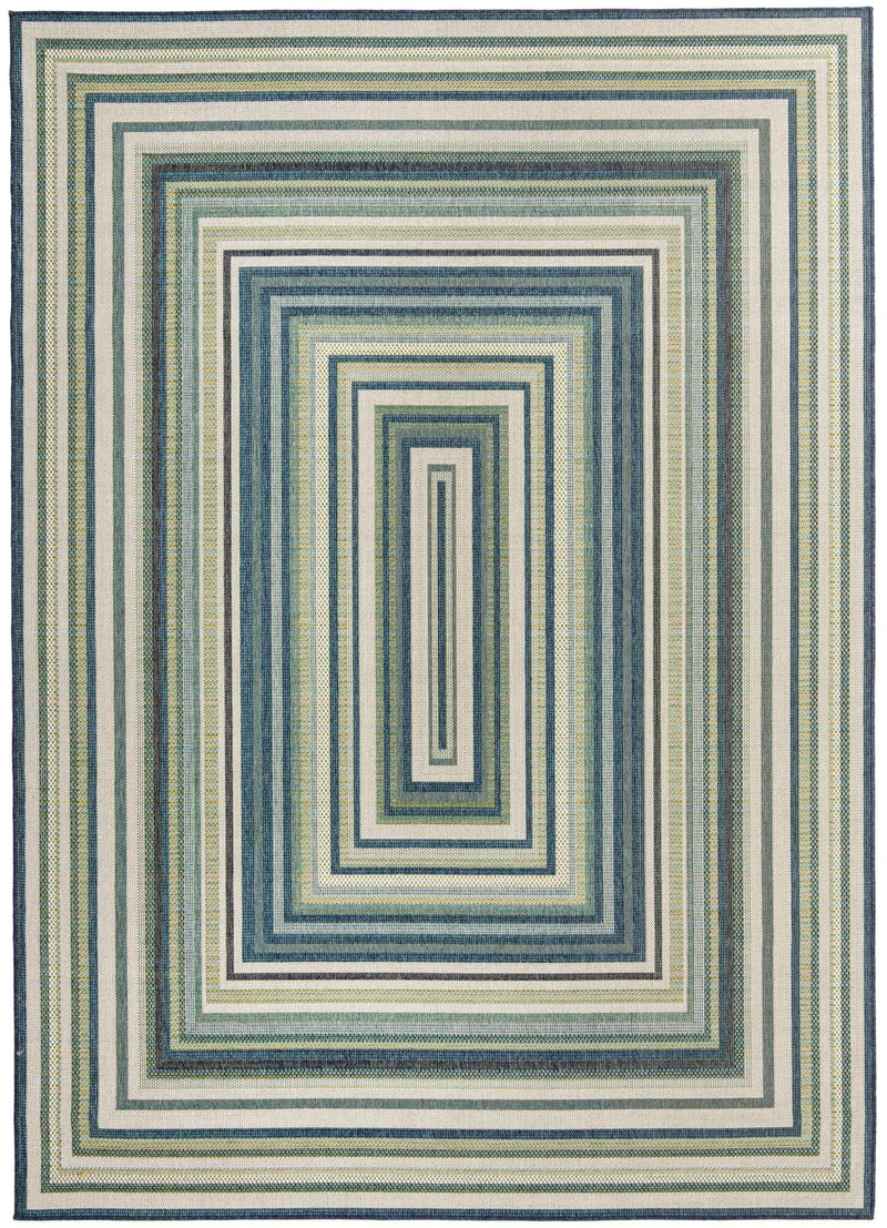 Coastal Terrace Collection Area Rug -  Seashell Rectangle Blue  lifestyle 4