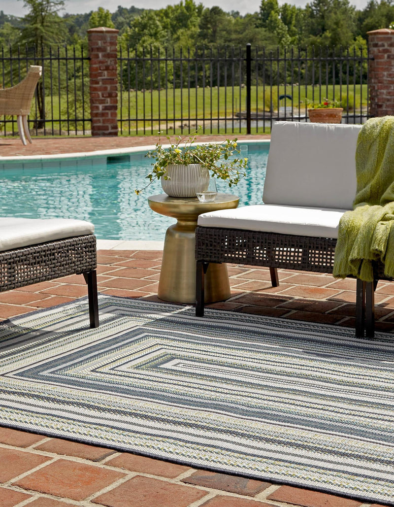 Coastal Terrace Collection Area Rug -  Seashell Rectangle Blue  lifestyle 7