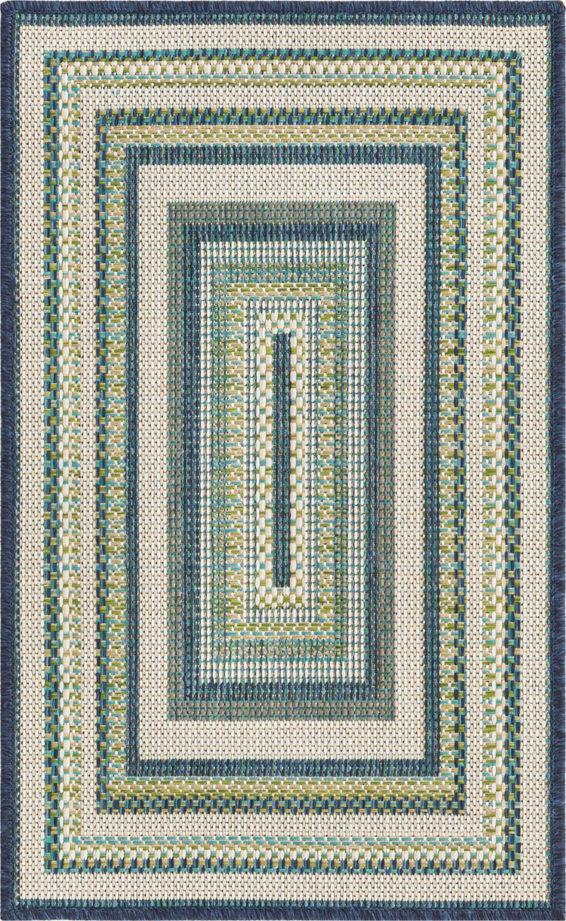 Coastal Terrace Collection Area Rug -  Seashell Rectangle Blue Main