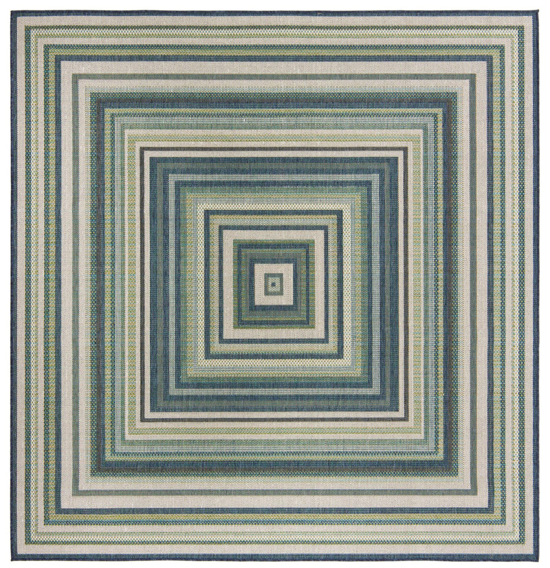 Coastal Terrace Collection Area Rug -  Seashell Square Blue  lifestyle 43
