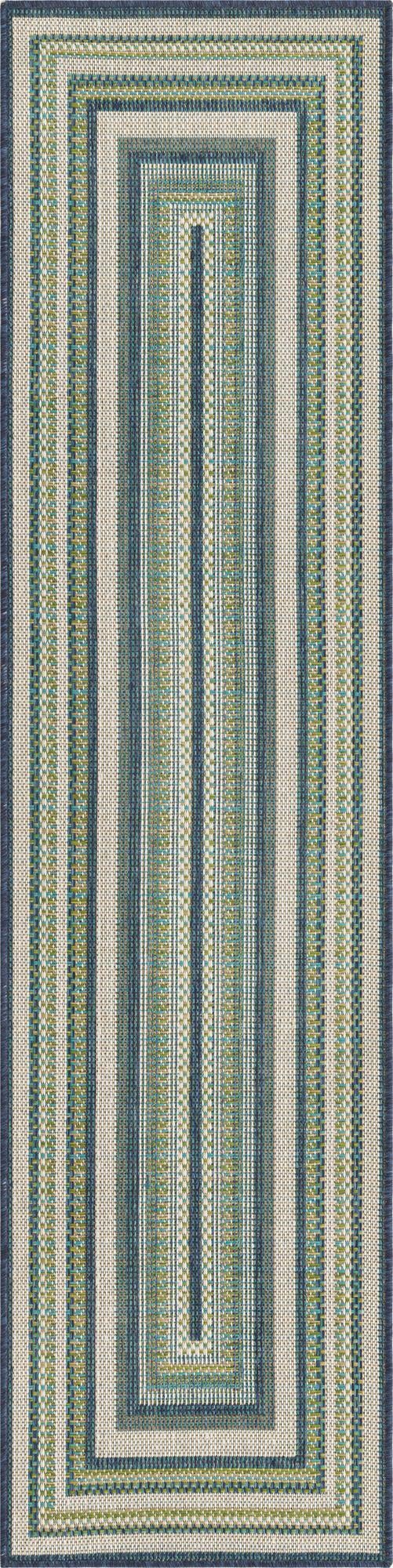 Coastal Terrace Collection Area Rug -  Seashell Runner Blue  lifestyle 44