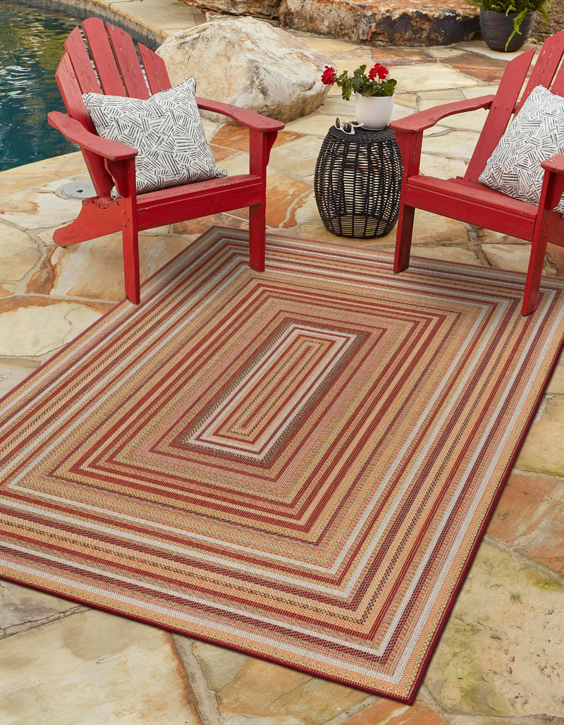 Coastal Terrace Collection Area Rug -  Seashell Rectangle Burgundy  lifestyle 5