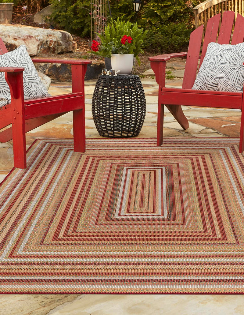 Coastal Terrace Collection Area Rug -  Seashell Rectangle Burgundy  lifestyle 8