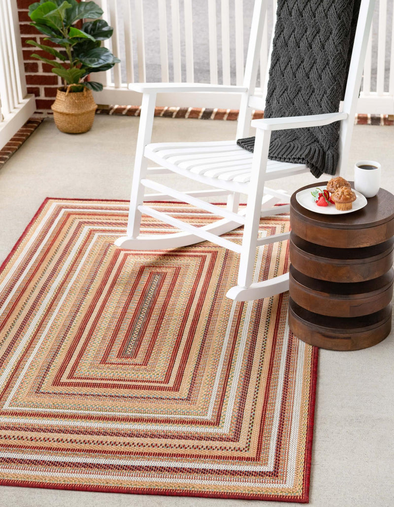 Coastal Terrace Collection Area Rug -  Seashell Rectangle Burgundy  lifestyle 10