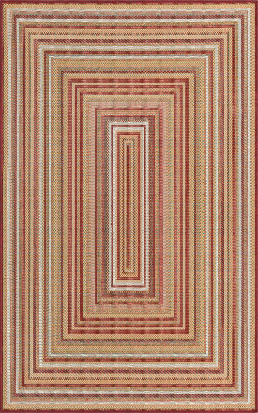 Coastal Terrace Collection Area Rug -  Seashell Rectangle Burgundy  lifestyle 2