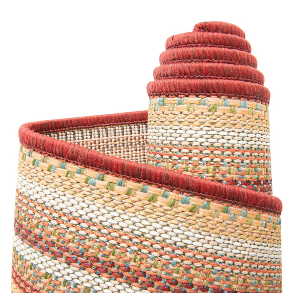 Coastal Terrace Collection Area Rug -  Seashell Runner Burgundy  lifestyle 109