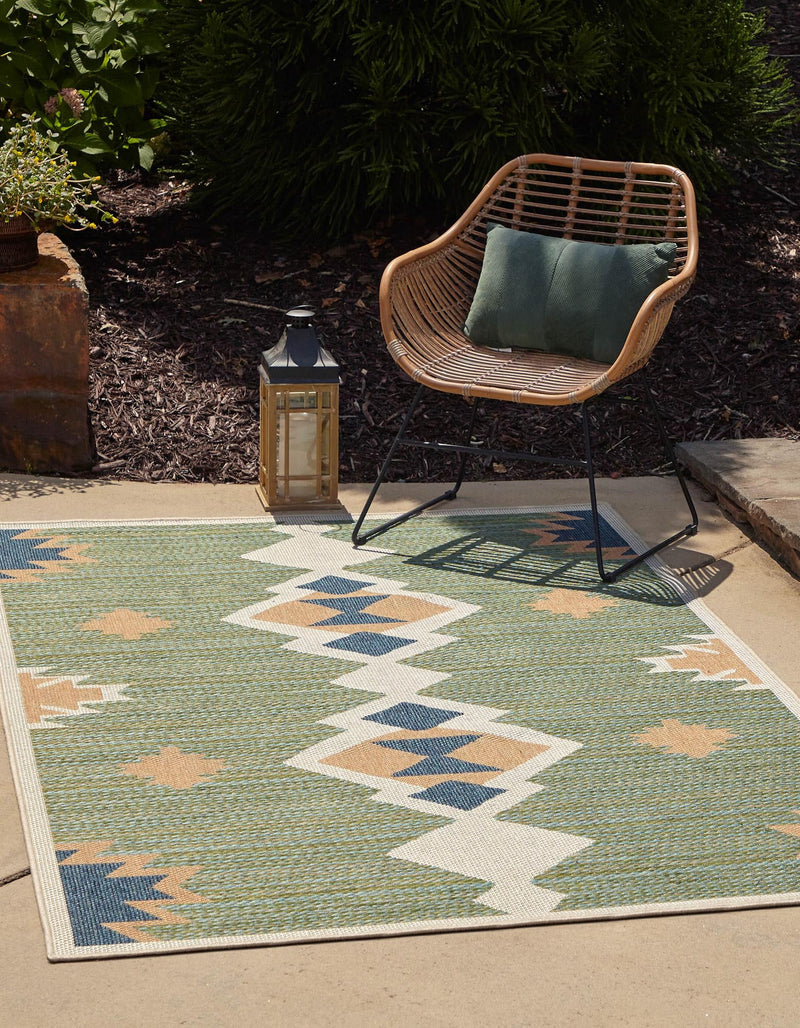 Coastal Terrace Collection Area Rug -  Oceanview Rectangle Green  lifestyle 3
