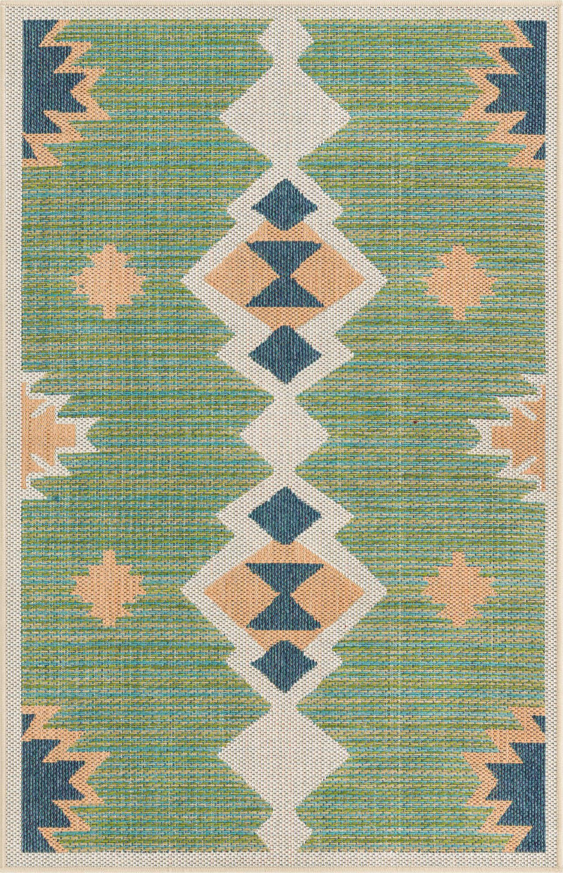 Coastal Terrace Collection Area Rug -  Oceanview Rectangle Green Main