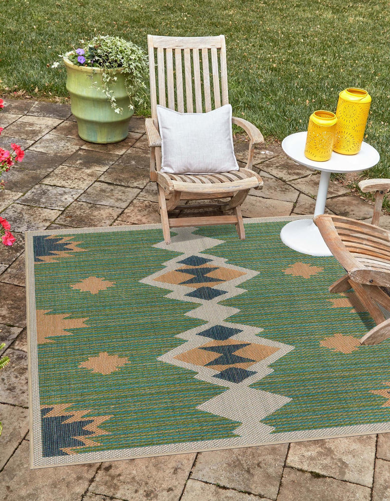 Coastal Terrace Collection Area Rug -  Oceanview Square Green  lifestyle 33