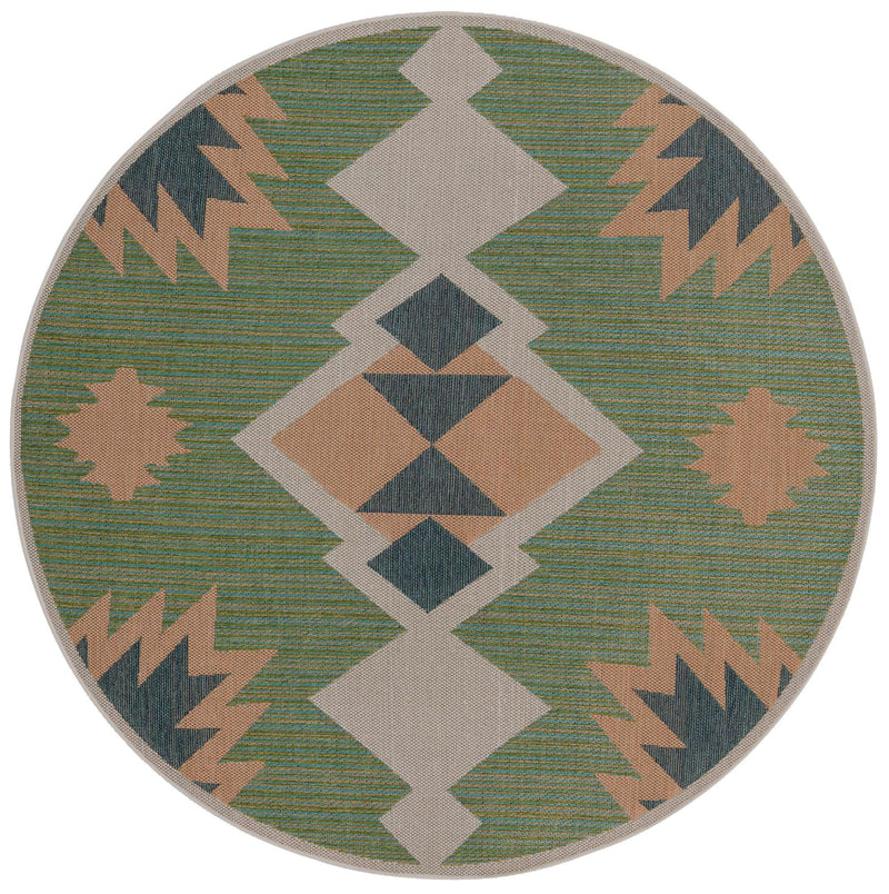 Coastal Terrace Collection Area Rug -  Oceanview Round Green  lifestyle 96