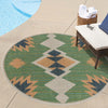 Coastal Terrace Collection Area Rug -  Oceanview Round Green  lifestyle 76