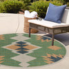Coastal Terrace Collection Area Rug -  Oceanview Round Green  lifestyle 85