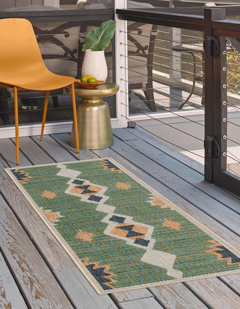 Coastal Terrace Collection Area Rug -  Oceanview Runner Green  lifestyle 40