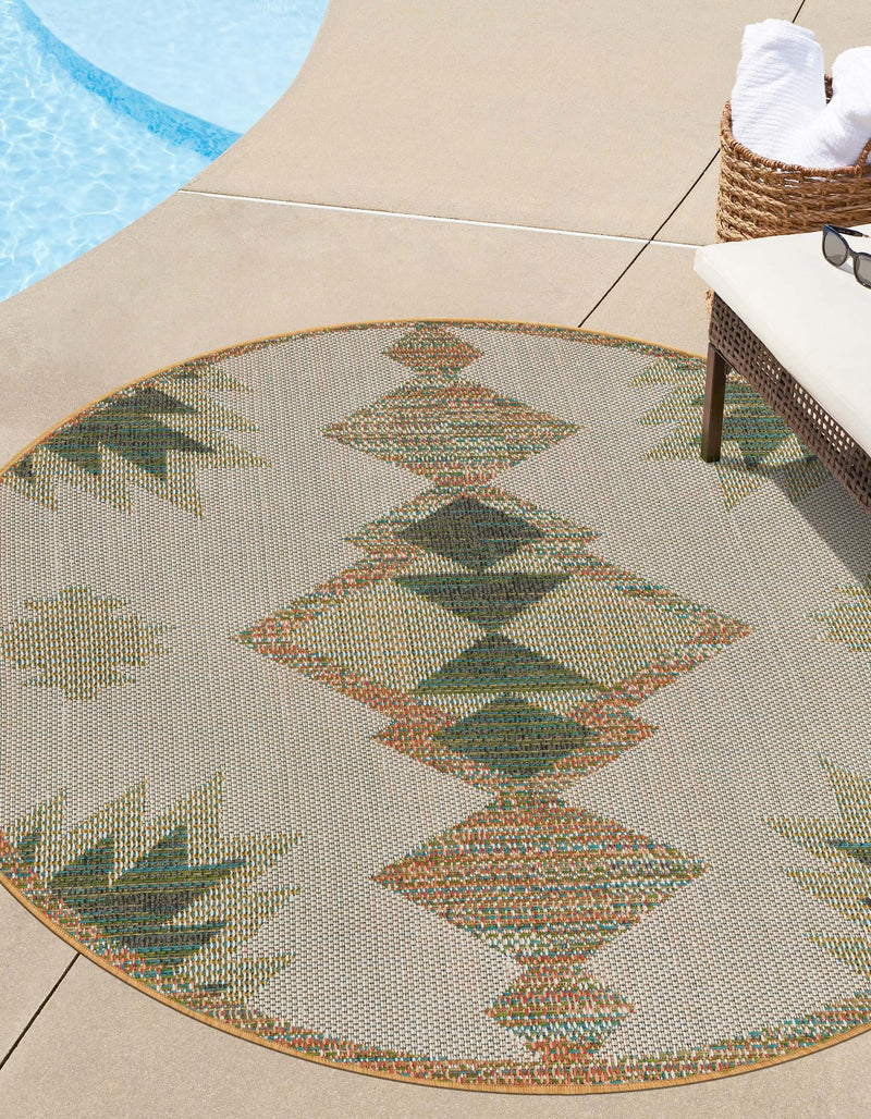 Coastal Terrace Collection Area Rug -  Oceanview Round Ivory  lifestyle 36