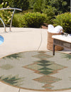 Coastal Terrace Collection Area Rug -  Oceanview Round Ivory  lifestyle 42