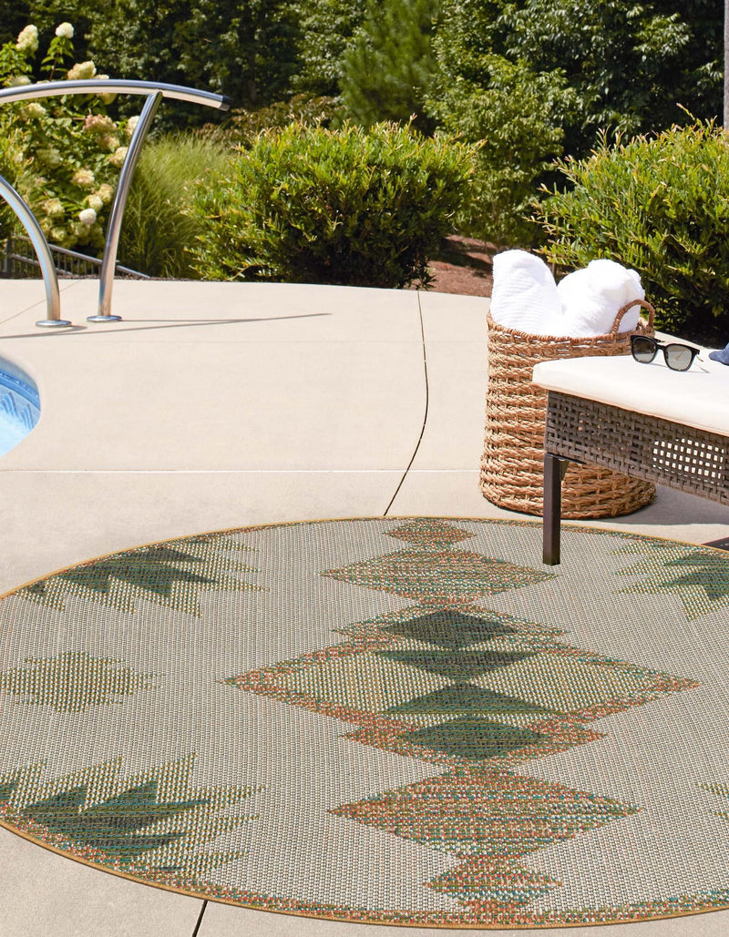 Coastal Terrace Collection Area Rug -  Oceanview Round Ivory  lifestyle 42