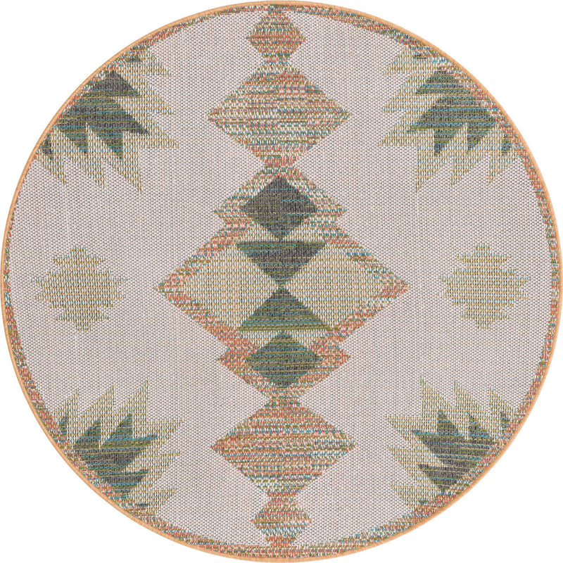 Coastal Terrace Collection Area Rug -  Oceanview Round Ivory  lifestyle 30